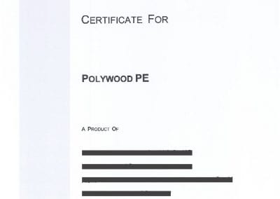 Polywood PE Certificate