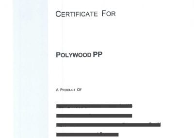 Certificate for Polywood PP